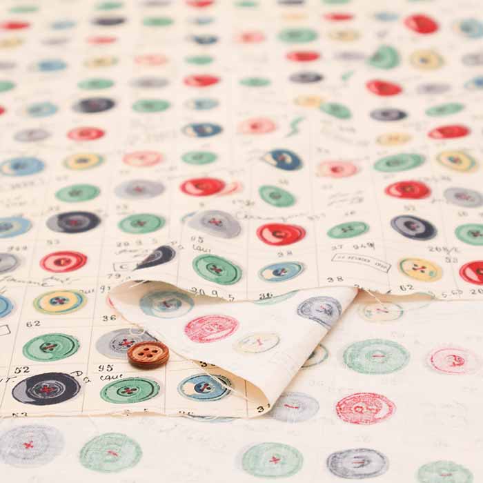 Cotton Shirting Fabric - Reiko Koseki Collection - Button Pattern - nomura tailor
