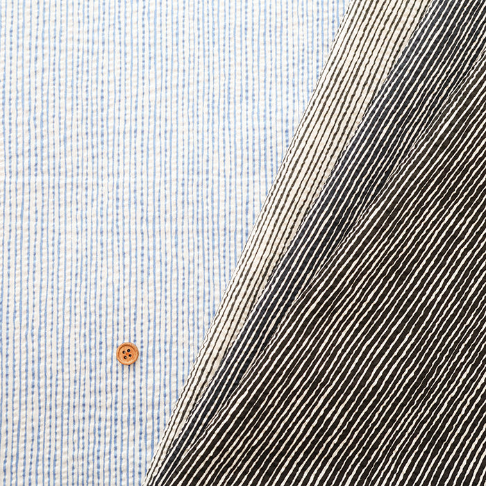 Cotton Ripple-printed Fabric - Wavy Stripe - nomura tailor