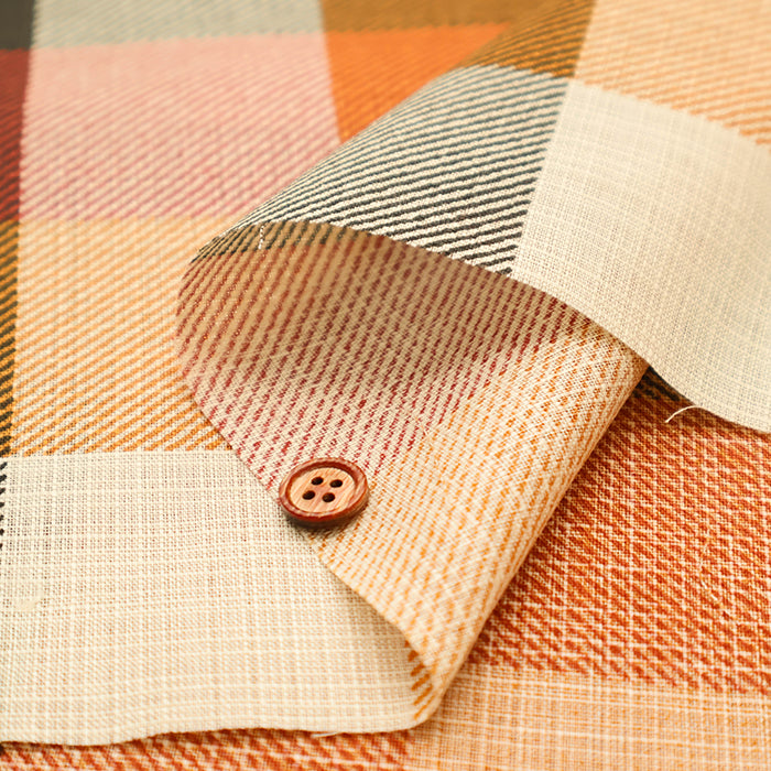 Cotton Slub Fabric -  Check - nomura tailor