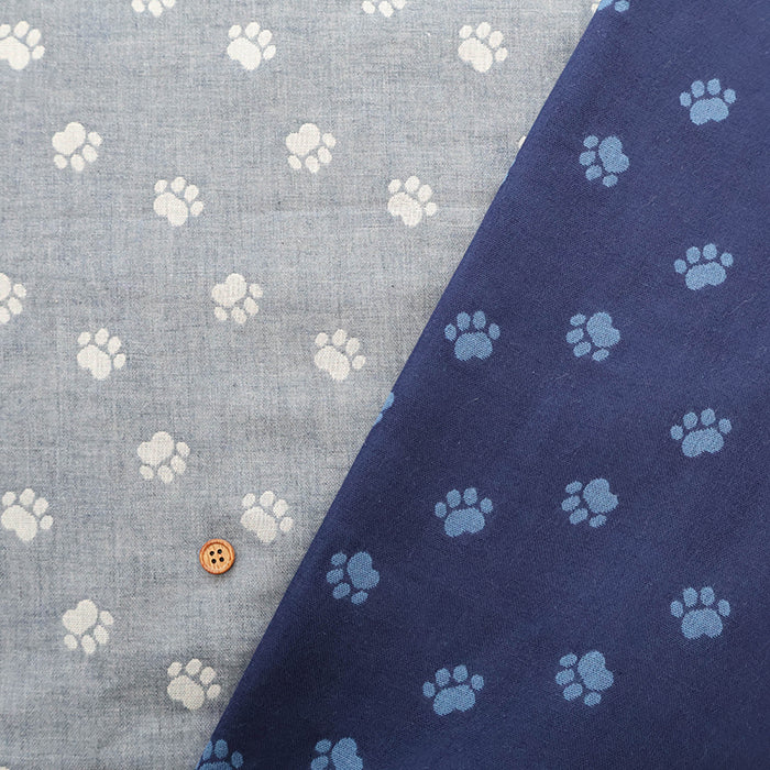 Cotton Yarn-dyed Double Gauze Fabric - Footprints - nomura tailor