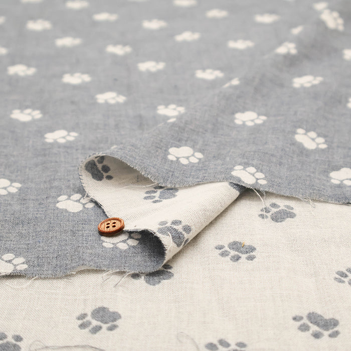 Cotton Yarn-dyed Double Gauze Fabric - Footprints - nomura tailor