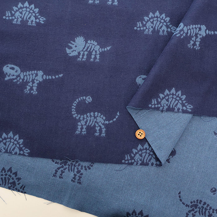 Cotton Yarn-dyed Double Gauze Fabric - Dinosaur Fossils - nomura tailor