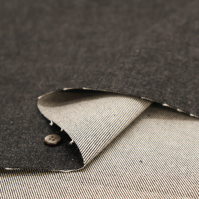 Cotton Black Stretch Denim Fabric - Plain - nomura tailor