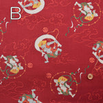 Cotton Scare Printed Fabric - God of wind and god ofthunder - nomura tailor