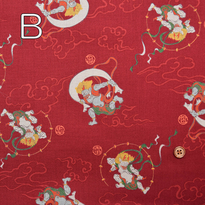 Cotton Scare Printed Fabric - God of wind and god ofthunder - nomura tailor