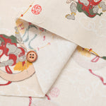 Cotton Scare Printed Fabric - God of wind and god ofthunder - nomura tailor