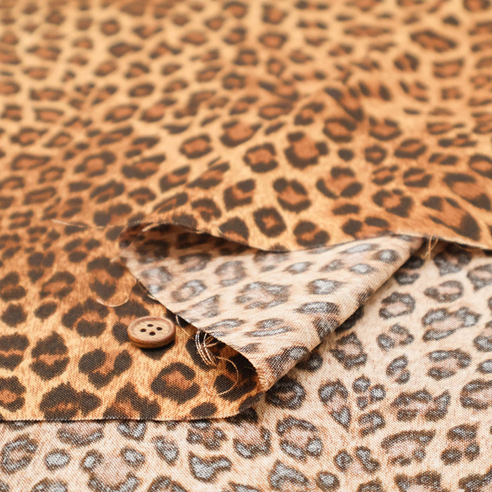 Cotton Muslin Printed Fabric - Leopard - nomura tailor