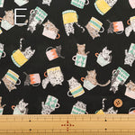60"Cotton Lawn Fabric - Cat Cup - nomura tailor
