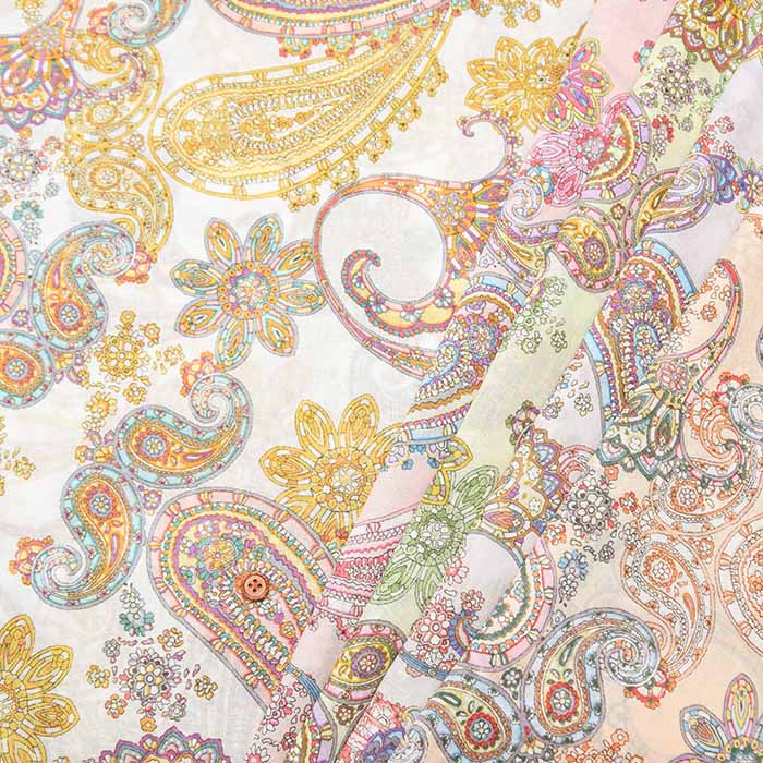 Cotton Voile Print Fabric - Paisley - nomura tailor