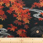 Cotton 21W Cord Print Fabric - Maple Leaves - nomura tailor