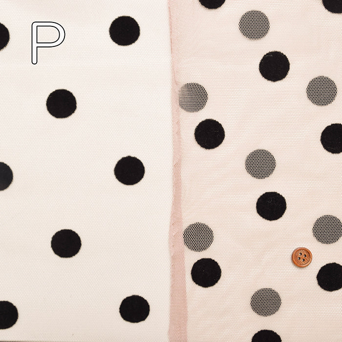 Made in China - Polyester Tulle Flocked Fabric - Dot Pattern - nomura tailor