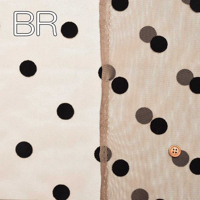 Made in China - Polyester Tulle Flocked Fabric - Dot Pattern - nomura tailor