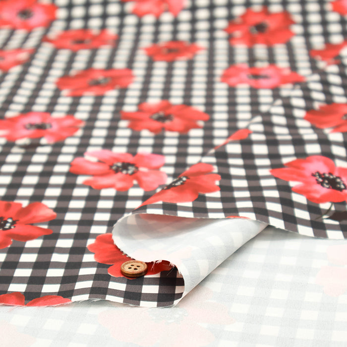 Made in China Polyester Inkjet-printed Fabric - Check and Flower 2 - nomura tailor