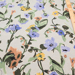 Half Linen Muslin printed Fabric - Flower - nomura tailor