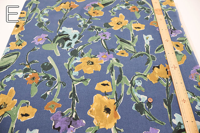 Half Linen Muslin printed Fabric - Flower - nomura tailor
