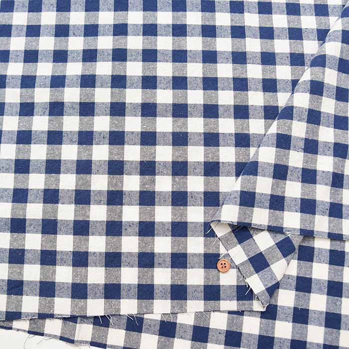 Cotton silk nep washer fabric Gingham - nomura tailor