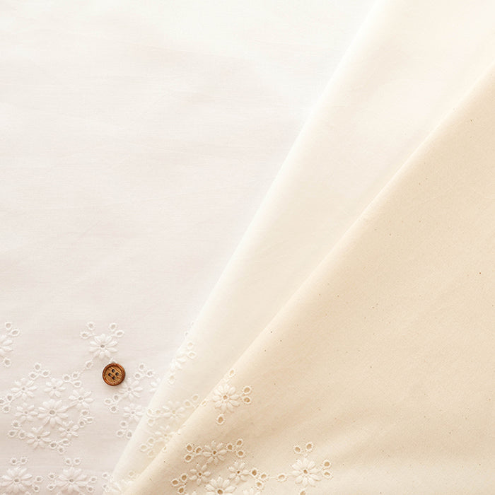 Cotton Cambric Border Lace Fabric - nomura tailor
