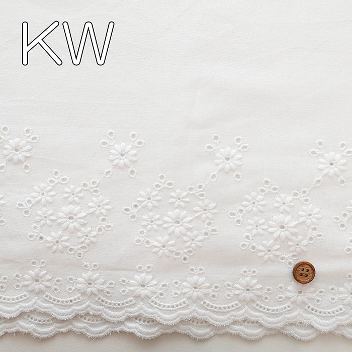 Cotton Cambric Border Lace Fabric - nomura tailor