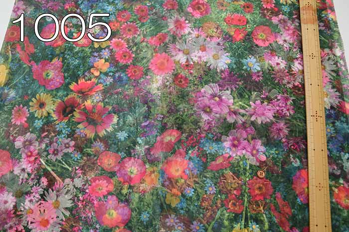 Polyester organdy printed fabric Flower field - nomura tailor