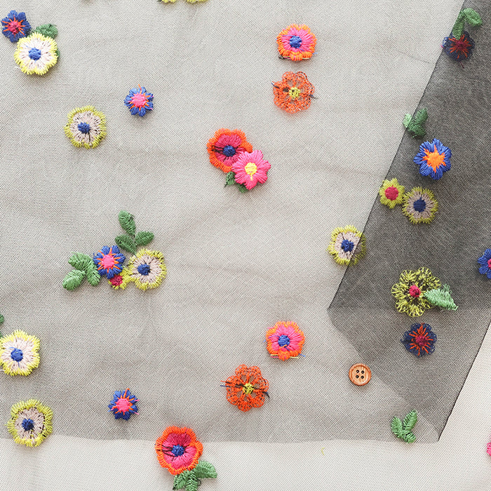 Made in China  Nylon Tulle Embroidered Fabric - Flower - nomura tailor