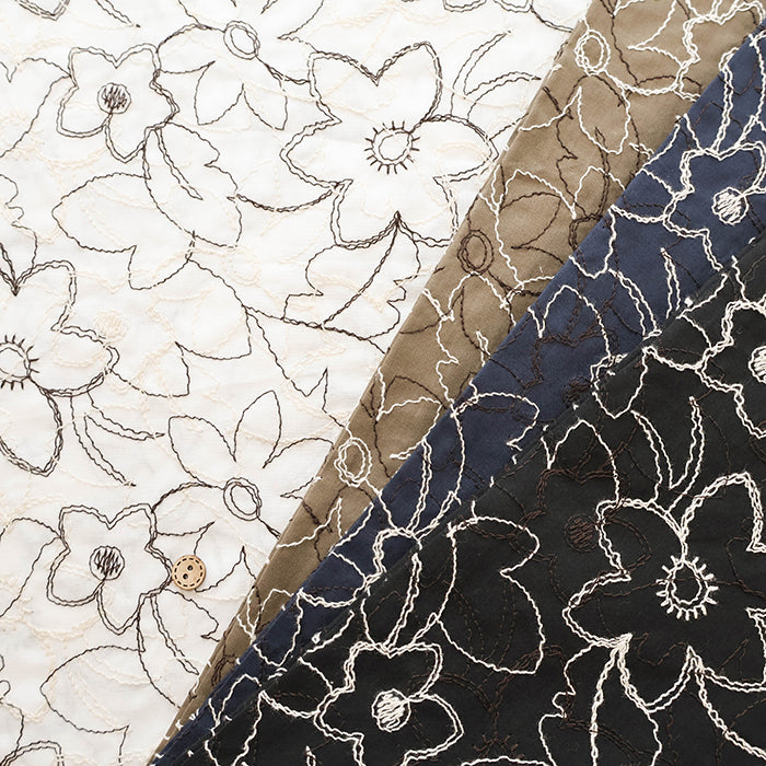 Cotton 60 Lawn Double Lace Fabric - Flower - nomura tailor