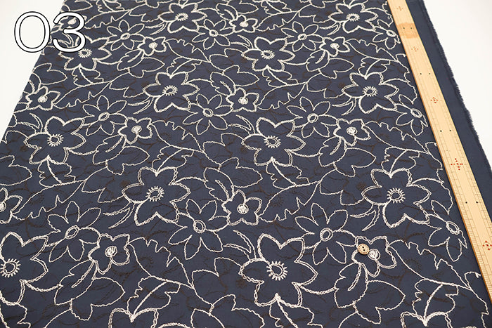 Cotton 60 Lawn Double Lace Fabric - Flower - nomura tailor