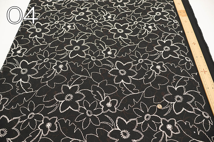 Cotton 60 Lawn Double Lace Fabric - Flower - nomura tailor