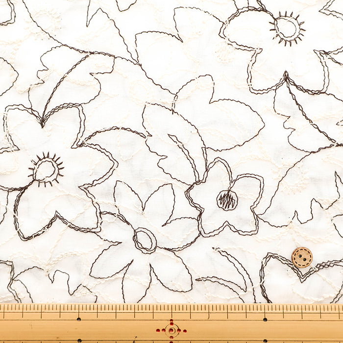 Cotton 60 Lawn Double Lace Fabric - Flower - nomura tailor