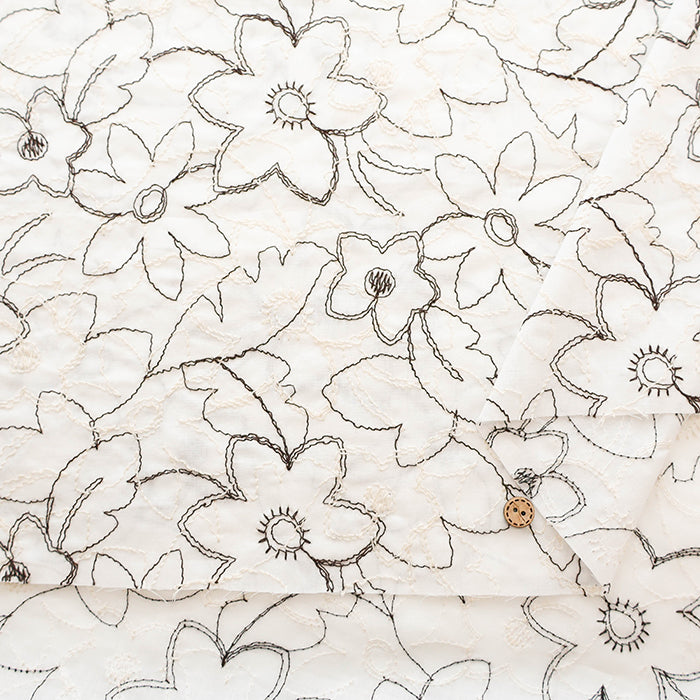 Cotton 60 Lawn Double Lace Fabric - Flower - nomura tailor