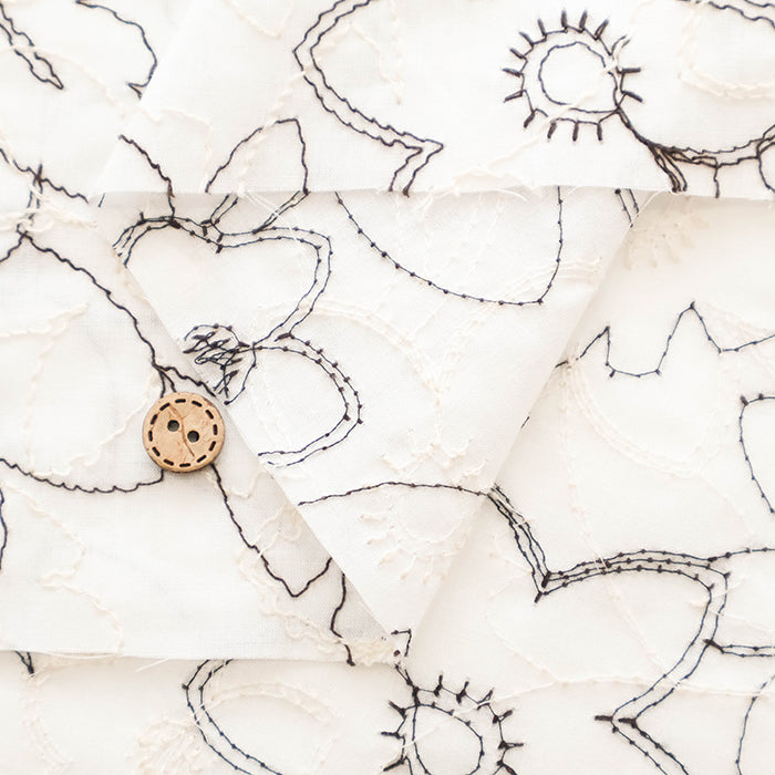 Cotton 60 Lawn Double Lace Fabric - Flower - nomura tailor