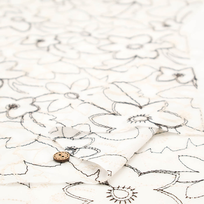 Cotton 60 Lawn Double Lace Fabric - Flower - nomura tailor