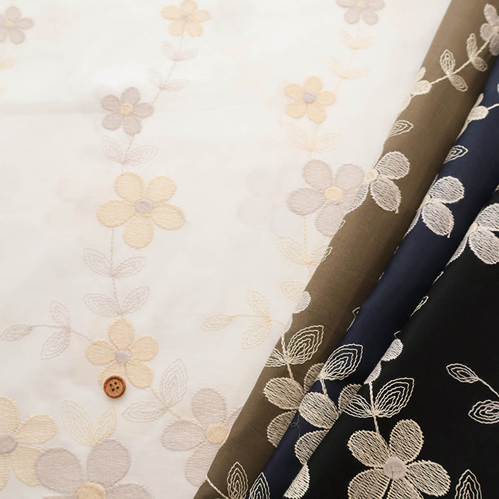 Cotton 60 Lawn Border Lace Fabric - Multicolor Flower - nomura tailor