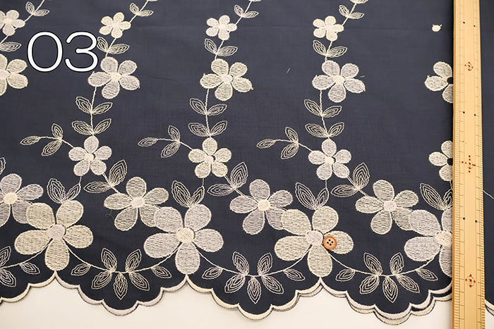 Cotton 60 Lawn Border Lace Fabric - Multicolor Flower - nomura tailor