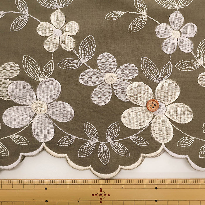 Cotton 60 Lawn Border Lace Fabric - Multicolor Flower - nomura tailor