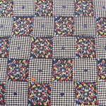 Indian AP FASHION Silk Patchwork Embroidered Fabric - Check & Flower - nomura tailor