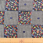 Indian AP FASHION Silk Patchwork Embroidered Fabric - Check & Flower - nomura tailor