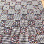 Indian AP FASHION Silk Patchwork Embroidered Fabric - Check & Flower - nomura tailor