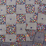 Indian AP FASHION Silk Patchwork Embroidered Fabric - Check & Flower - nomura tailor