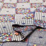 Indian AP FASHION Silk Patchwork Embroidered Fabric - Check & Flower - nomura tailor