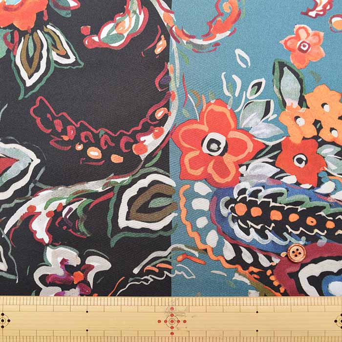Made in Italy - Polyester Printed Fabric - Paisley Border Pattern - nomura tailor
