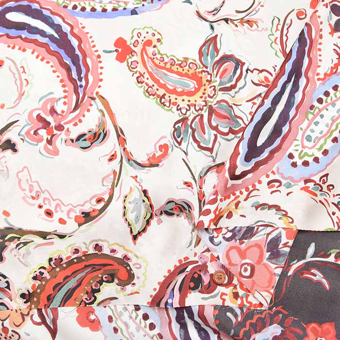 Made in Italy - Polyester Printed Fabric - Paisley Border Pattern - nomura tailor