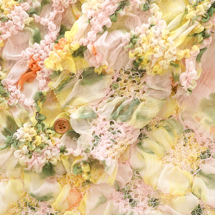 Made in India Polyester Shirring Fabric - Flower - nomura tailor