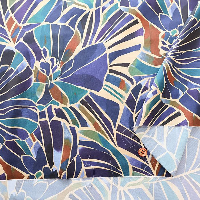 Made in Italy Polyester Inkjet Print Satin Print Fabric - Flower - nomura tailor