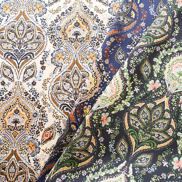Made in Italy Polyester Inkjet Print Satin Print Fabric Paisley- Flower - nomura tailor