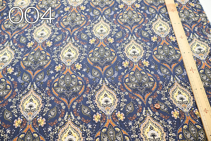 Made in Italy Polyester Inkjet Print Satin Print Fabric Paisley- Flower - nomura tailor
