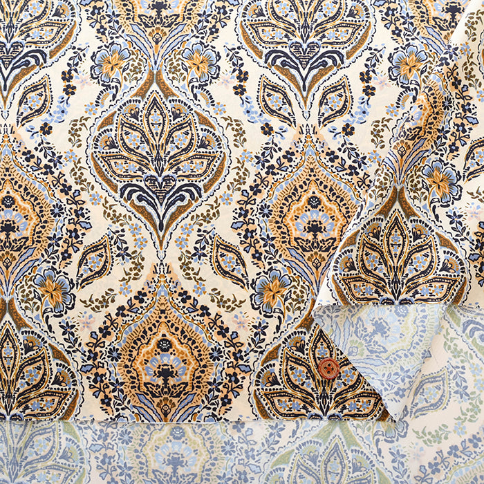 Made in Italy Polyester Inkjet Print Satin Print Fabric Paisley- Flower - nomura tailor