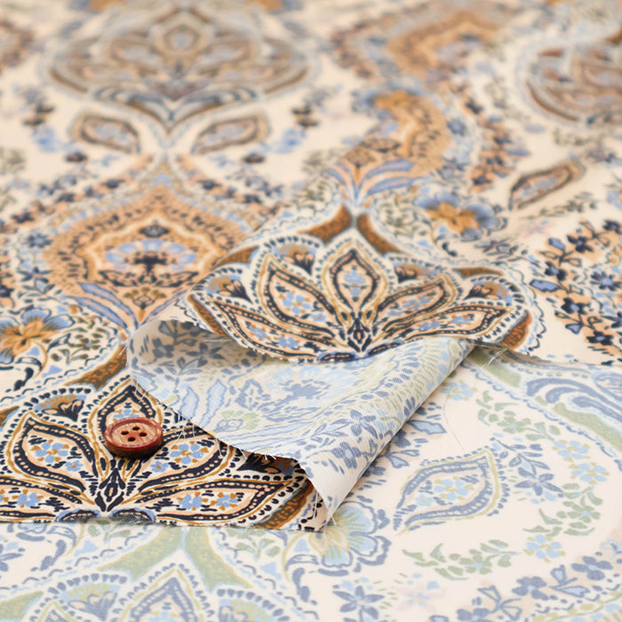 Made in Italy Polyester Inkjet Print Satin Print Fabric Paisley- Flower - nomura tailor
