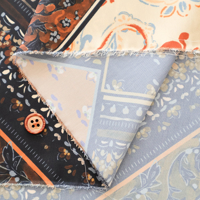 Made in Italy Polyester Inkjet Print Satin Print Fabric - Paisley - nomura tailor