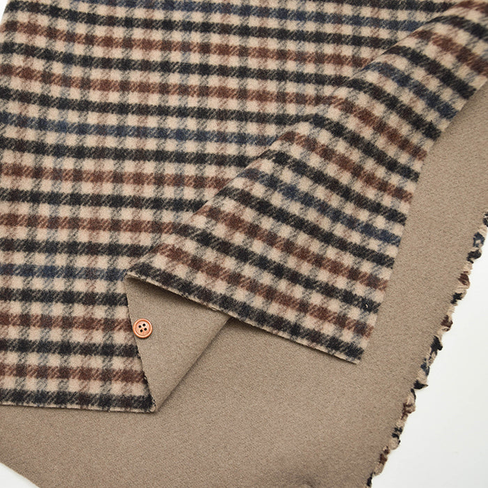 Wool Reversible Check Fabric - nomura tailor