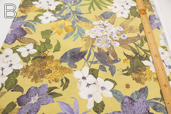 C/L Muslin Print Fabric- Botanical Flower - nomura tailor